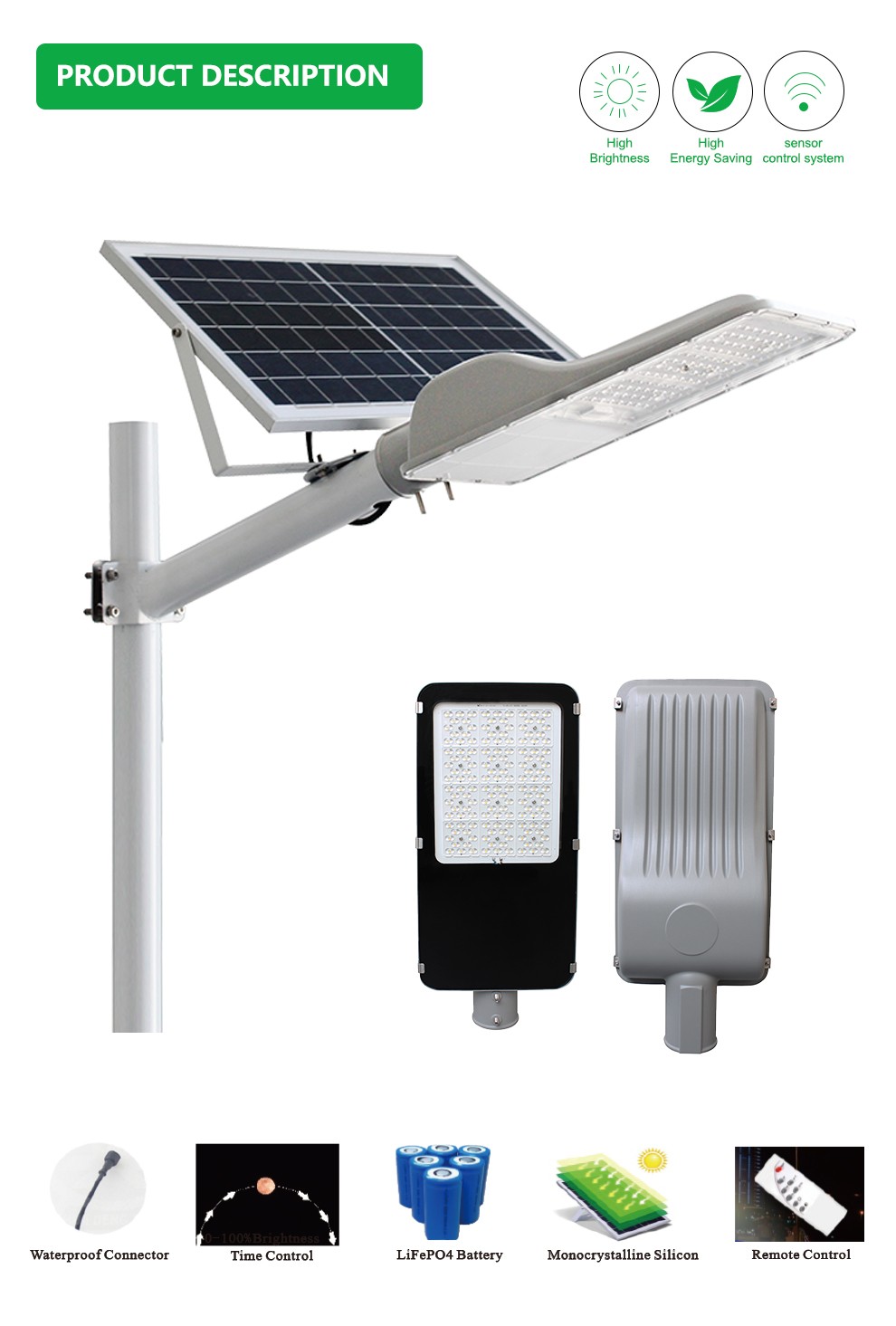 SH15 Glass Series Separate Solar LED Street Light