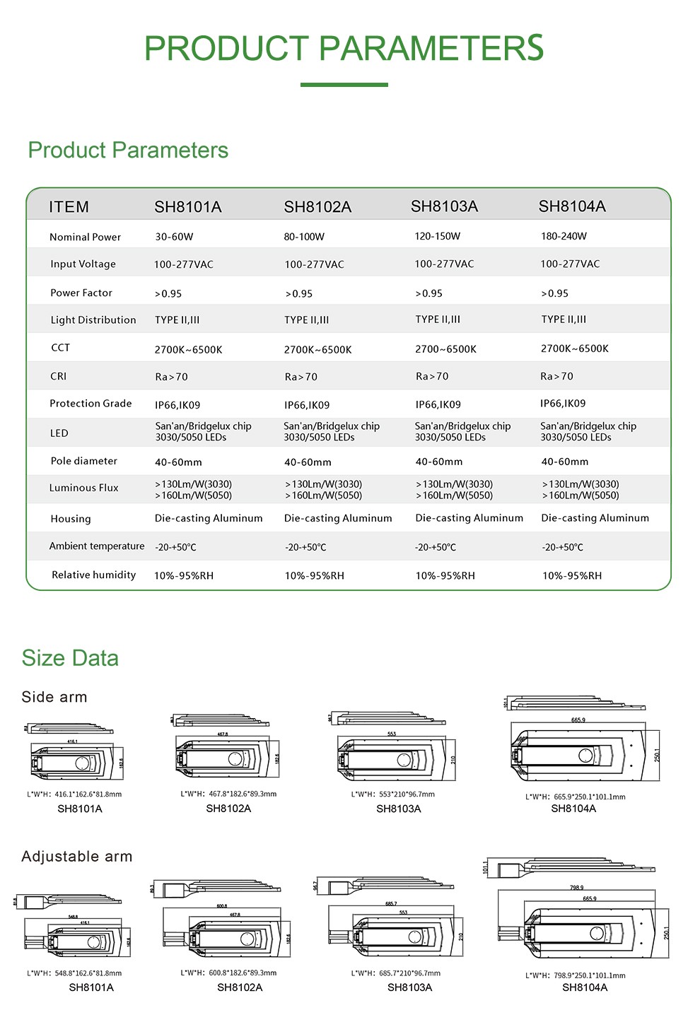 SH810*B Series LED Street Light