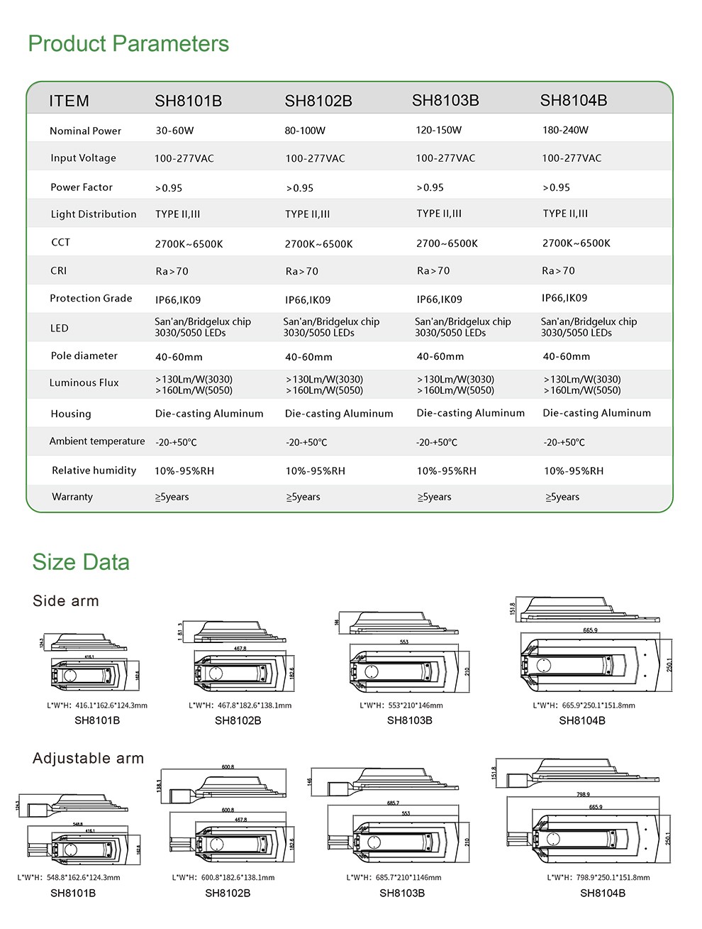 SH810*A Series LED Street Light